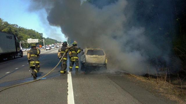 Car Fire, NYS Thruway, 7/2012.  Photo: Todd Giraudin